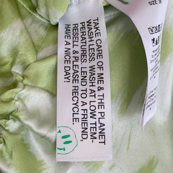 NWT GANNI Zebra Stripe Ruched Silk Blouse in Margarita - Picture 12 of 16